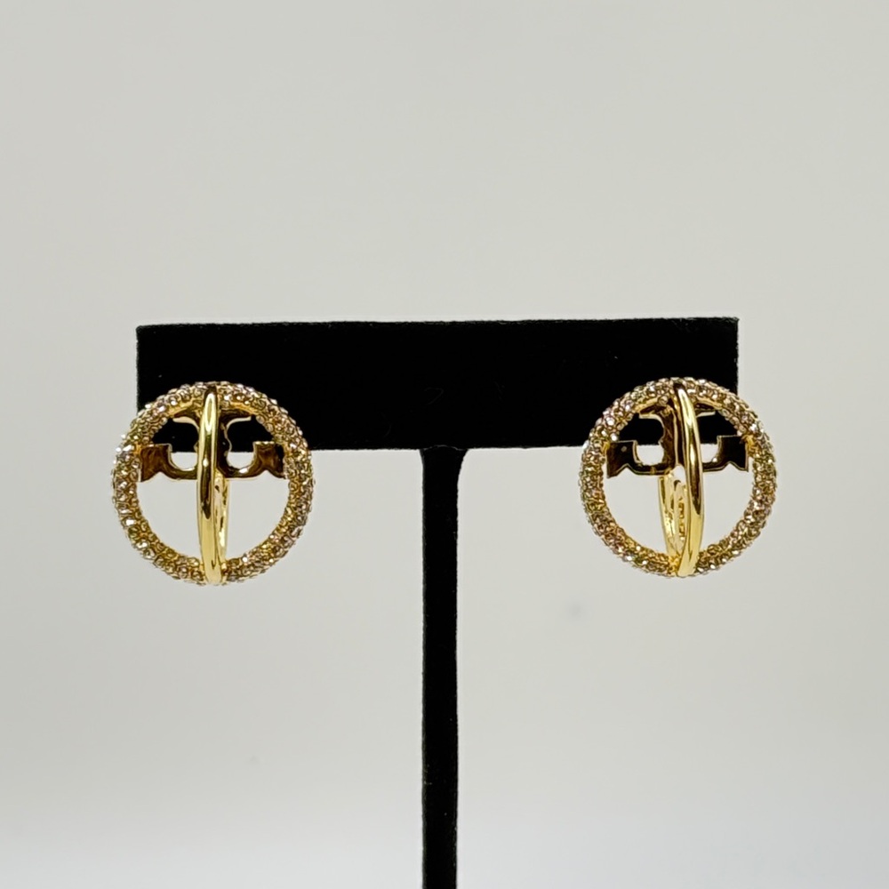 Tory Burch 3D Gold Logo Hoop Earrings ✨ - Picture 3 of 4